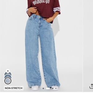 Fashion Nova Solange Baggy Wide Leg Jeans - Light Blue